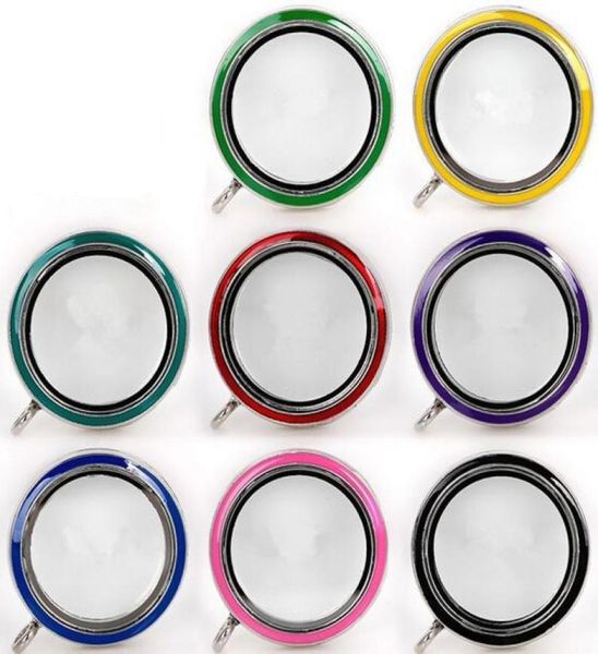 

10pcslot 30mm round colorful magnetic glass living memory floating locket pendant2452053, Bronze;silver