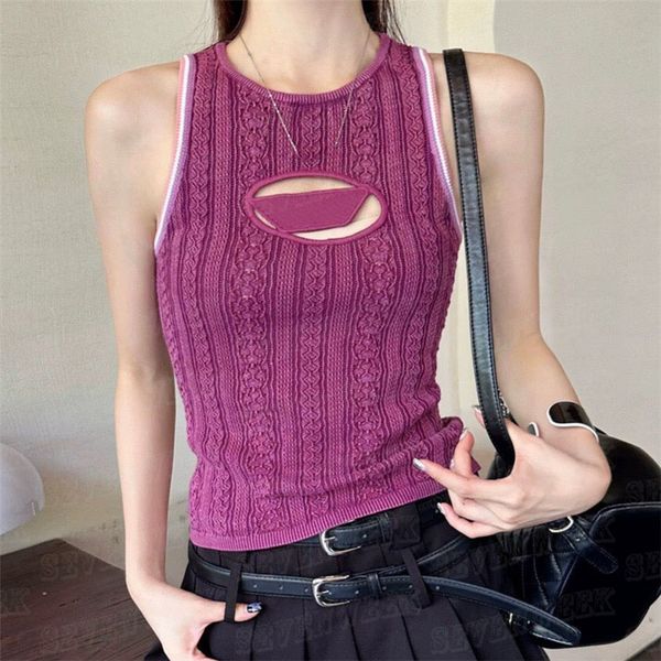 

embroidery letter t shirts knit vest womens sweater design sleeveless tanks fashion ladies for party summer, White