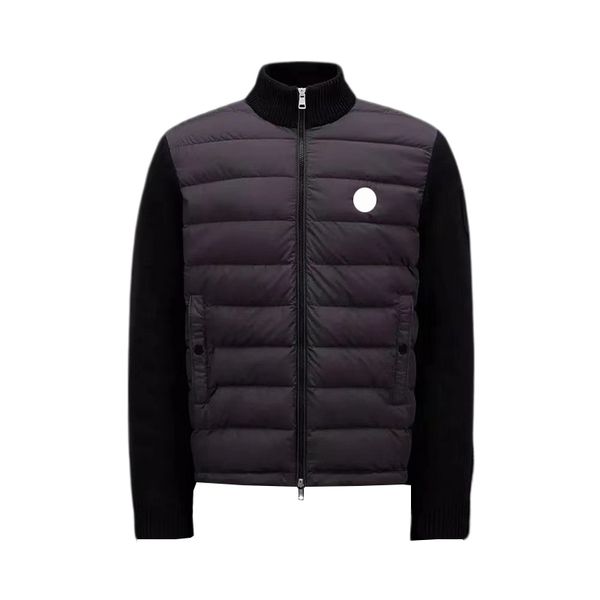 

2023 chest badge mens down jacket stand collar men knitted jacket winter fashion knit jackets designer jacket mens man coat size s--xxl, Black
