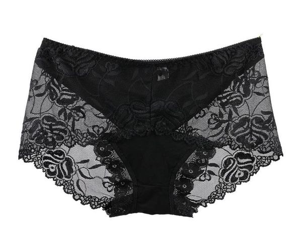 

women high elasticity panties big size lace underwear transparent floral embroidery briefs high-rise ps size for lady new t2004205433666, Black;pink