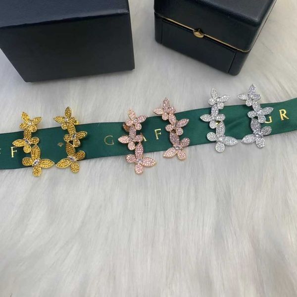 

graff earring jewelry high edition graf butterfly full diamond long earrings for women s925 sterling silver light luxury small and simple ea, Golden