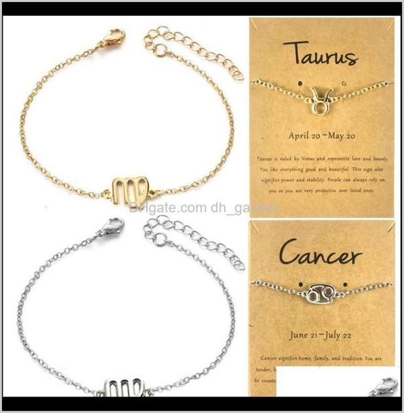 

charm bracelets fashion 12 constellations zodiac pattern bracelets with card alloy golden horoscope bracelet for women jewelry gif6993012, Golden;silver