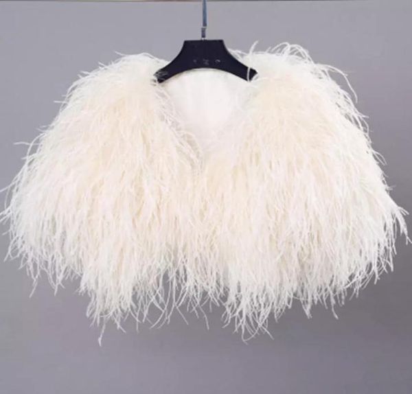 

elegant ostrich feather white fur coat jacket bridal bolero for wedding formal shawls wedding bridal wraps fur formal evening part7326713