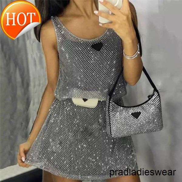 

shiny rhinestone mesh vest dresses with base skirt designer ladies party night club silver dress, White