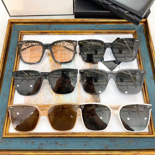 

2023 new luxury designer small fragrant sunglasses net red the same type of plate large frame plain protection small face uv resistant sungl, White;black