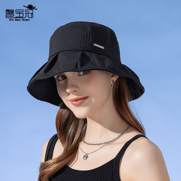 

fashion designer jewelry korean version waffle fashionable pleated large brim basin hat versatile sunshade baseball cap wholesale mzy105, Blue;gray