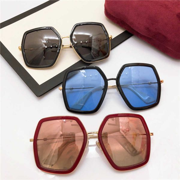 

2023 new luxury designer sunglasses g family women's fashion polygonal sunglasses ni ins online red same year of the pig limited editio, White;black