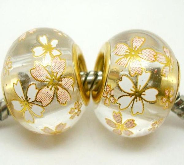 

50pcs round flower crystal gold core beads for jewelry making loose lampwork charms diy beads for bracelet whole in bulk low p1734130