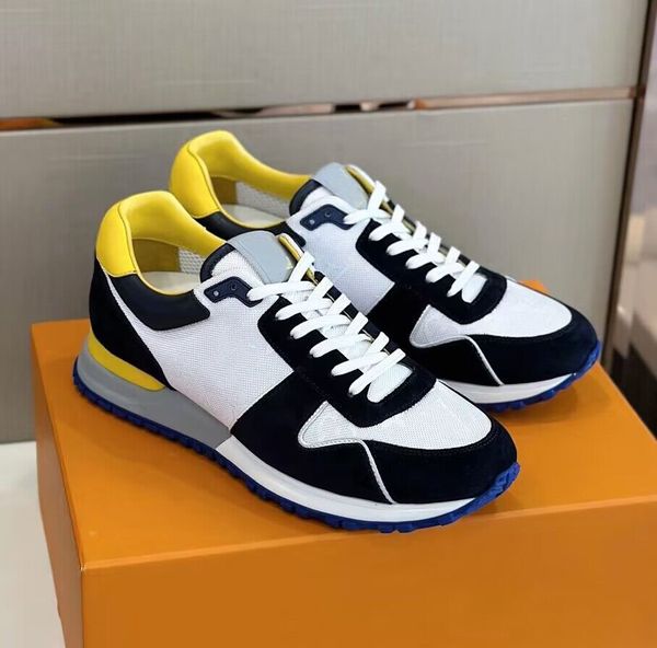 

23f/w run away men sneakers shoes calf-leather trim trainers technical rubber outsole skateboard men's casual walking original box eu38, Black