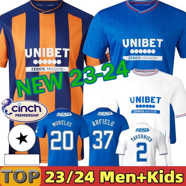

23/24 rangers soccer jerseys fc kid kit 2023 2024 football shirt training goalkeeper home away third 3rd fourth set davis colak lawrence ken, Black;yellow