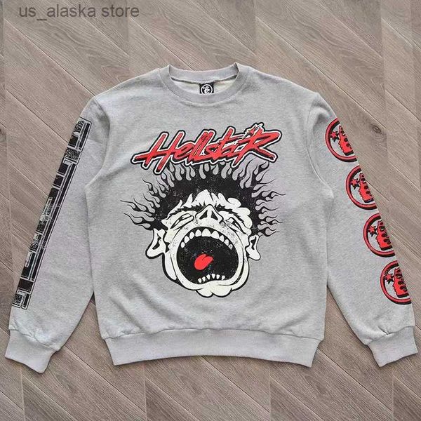 

men's hoodies sweatshirts hellstar hoodie creative funny cartoon avatar letter printed hellstar wool circle cloth men women sweatshirt, Black