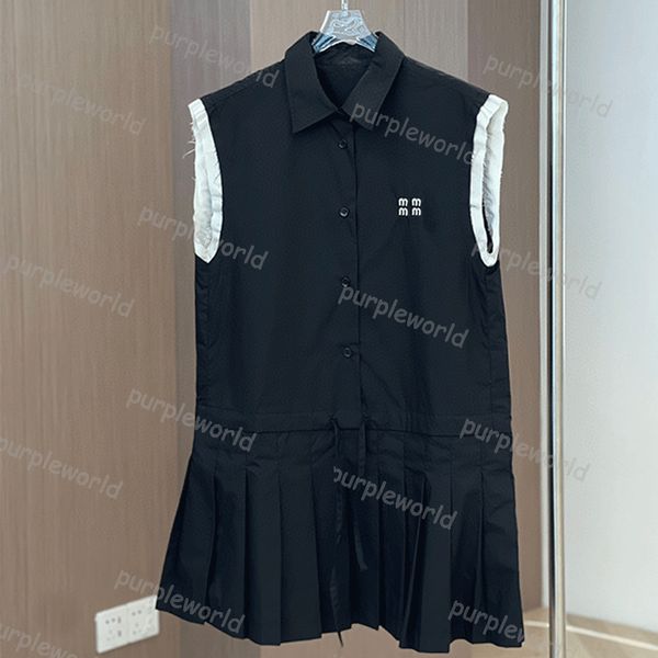 

womens sleeveless dress designer lapel clothing summer fashion street style casual skirt jumper skirt, Black;gray