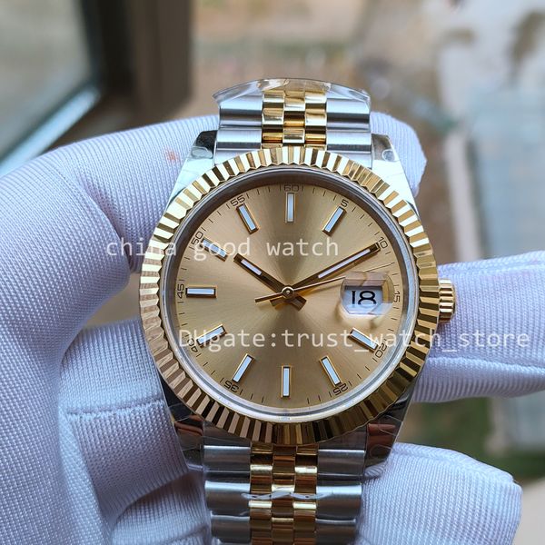 

41mm men's watches men's stainless steel watch bpf automatic 2813 movement yellow gold jubilee bracelet wimbledon sapphire bp brow, Slivery;brown