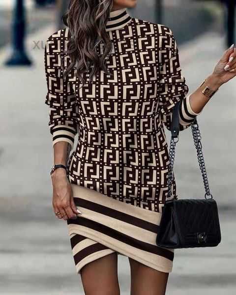 

new 2023 style long sleeve high collar fall winter dress q6hp, White;black