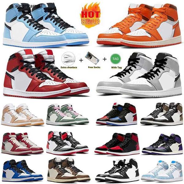 

jumpman 1 men basketball shoes university blue leather hyper royal smoke grey 1s chicago red dark mocha og digital pink walking outdoor trai, Black