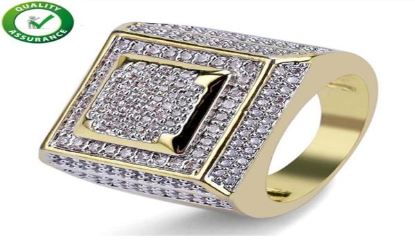 

hip hop mens jewelry rings luxury designer fashion gold plated iced out full cz diamond finger ring bling cubic zircon love ring w7953363, Golden;silver