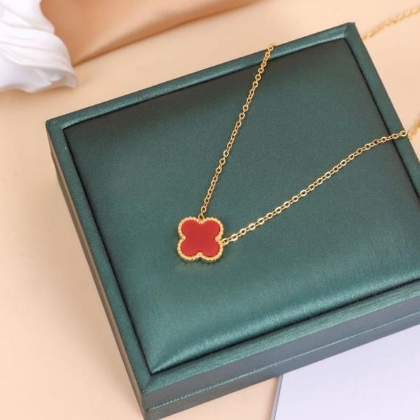 

18K Gold plated necklace Luxury Designer necklace Four-leaf Clover Fashion pendant necklace Wedding Party Jewelry Women's necklace without box