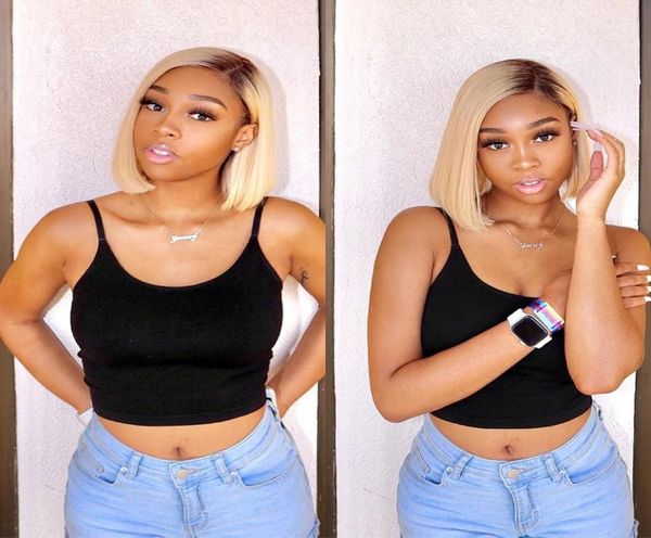 

360 lace front wig brazilian 613 short bob wig 13x6 lace front human hair wig transparent lace wigs for women1341627, Black