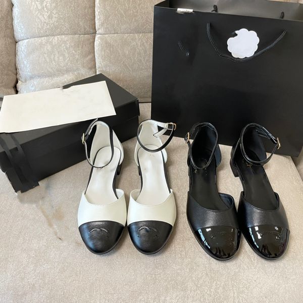 

dress shoes womens loafer block heel pumps mules 100% real leather dermal sole luxury designer shoes dust bag summer mary jane with lock ico, Black