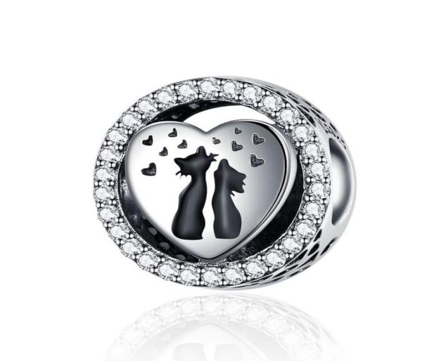 

vintage tibetan silver cat couple round bead charm fit girls039 diy bracelet s925 stampled real75962048182838, Bronze;silver