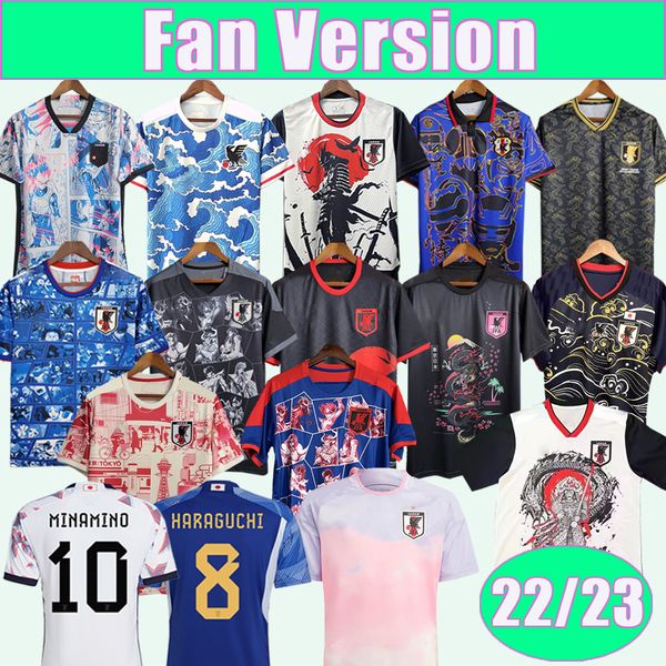 

2023 japan national team mens soccer jerseys 22 23 osako yoshida nagatomo shibasaki haraguchi minamino kubo home away special edition footba, Black;yellow