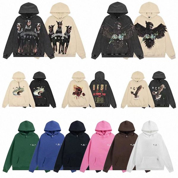 

mens hoodies sweatshirts designer letter print streetwear men's wild high street hoody casual american trend long sleeve loose couple h, Black