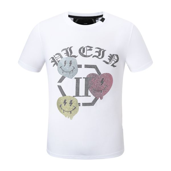

pp fashion men's tees designer t-shirt phillip plain summer rhinestone short sleeve round neck shirt tee skulls print streetwear colla, White;black