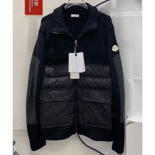 

8.1 fashion patchwork knitted zipper goose down jacket women, Black