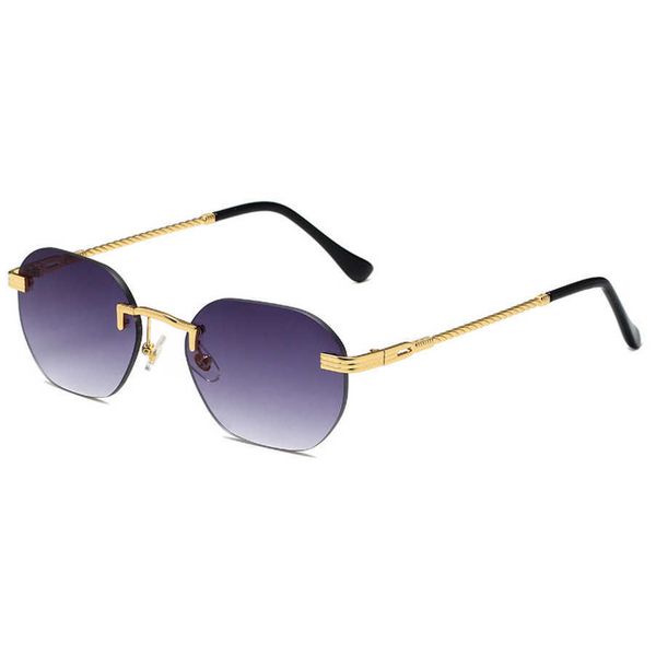 

2023 luxury designer sunglasses new frameless for men and women street small frame fashion gradient metal multi color sunglasses 8083, White;black