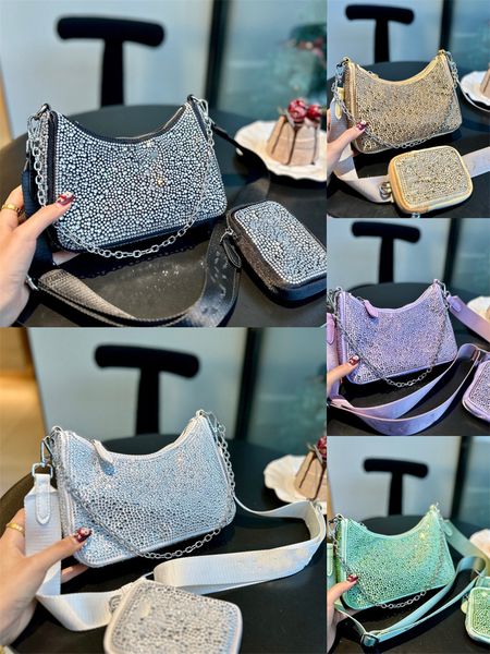 

luxury full diamond bag tote bag nylon canvas hobo bag designer bag women's shoulder bag breast bag bag women's chain handbag purs