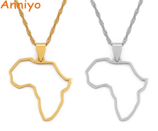

anniyo africa profile pendant necklaces gold color african maps jewelry ethiopian nigeria ghana congo ethnic 1135219392923, Silver