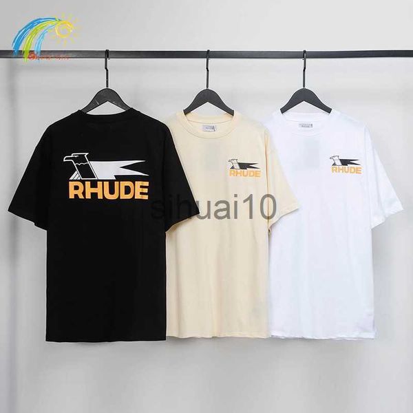 

men's t-shirts 2023 summer spring fashion streetwear swallow print t shirts men women 1 1 cotton apricot black white tee j230731, White;black