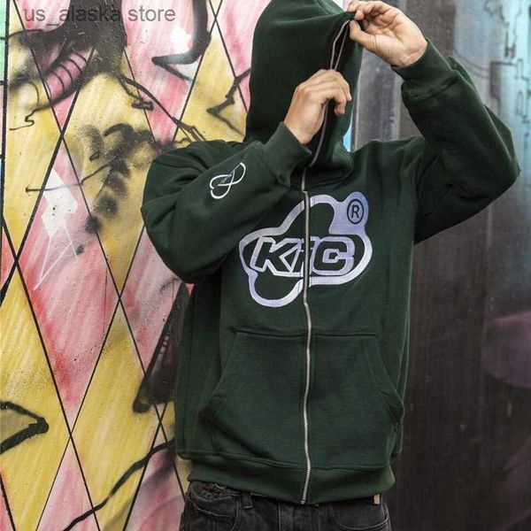 

men's hoodies sweatshirts y2k harajuku letter print hoodie retro gothic punk zip up sleeve loose jacket coats casual graphic streetwear, Black