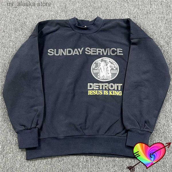 

men's hoodies sweatshirts sunday service tour crew neck jesus is king sweatshirts men women detroit city badge hoodie 2022 ye sweatshir, Black