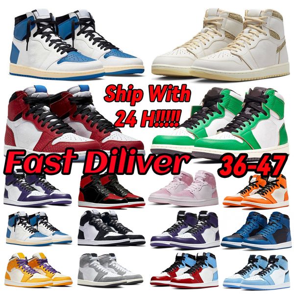 

2023 jumpman 1 1s men basketball shoes unc toe spiderverse bred patent gorge lucky green university blue praline chill royal dark mocha wome