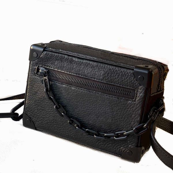 

wallets bags men small trunk fashion tote soft chains canvas leather zipper shoulderbag crossbody b062-1 44735 55702, Red;black