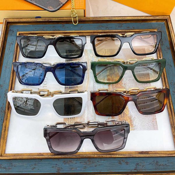 

2023 new luxury designer new box fashion ins net red same female personality chain leg plate sunglasses, White;black