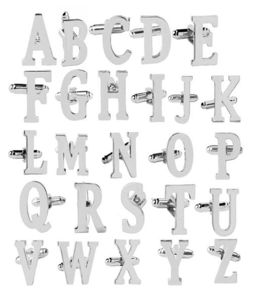 

az design 26 silver letter cufflinks men french shirt cuff links for women bride fashion wedding jewelry gift9974649