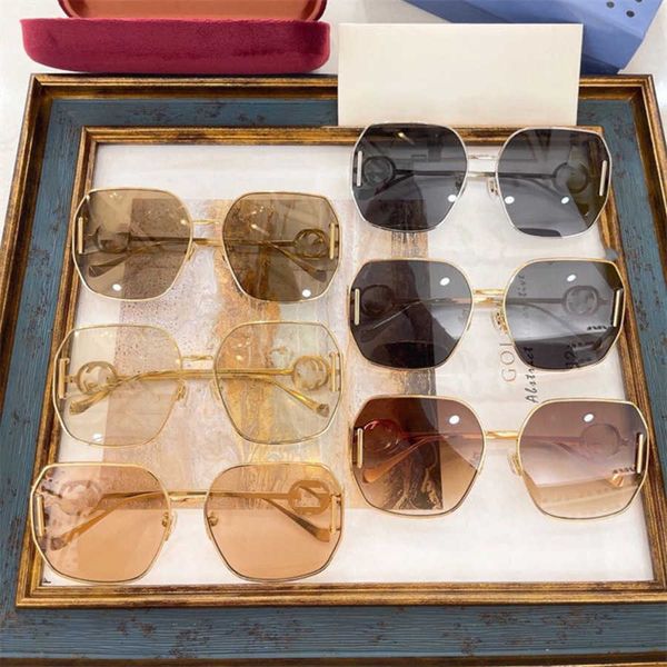 

2023 new luxury designer g family wind ins tide metal box anti-uv sunglasses gg1207, White;black