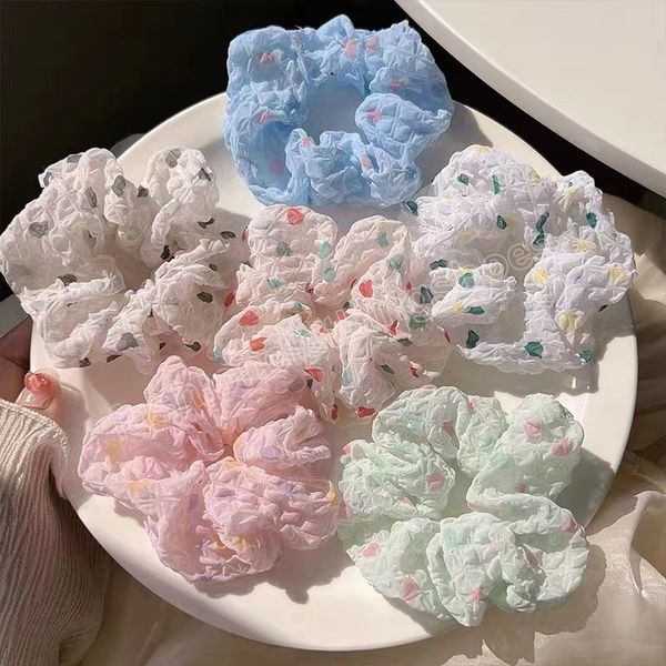 

summer hair bands simple love dot elastic scrunchies for women girls ponytail holder fashion large intestine hair ring accessory, Slivery;white