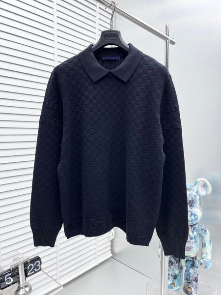 

men's plus tees & polos letter knitted sweater in autumn / winter 2023 knitting machine e custom detail crew neck cotton w2r3f, Black;brown