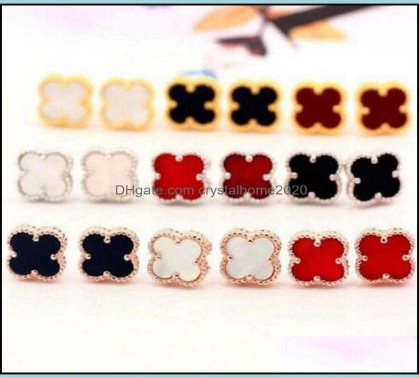 

stud earrings jewelry designer women love fourleaf clover fashion luxury wedding cleef drop delivery 2021 d13qb5178402, Golden;silver