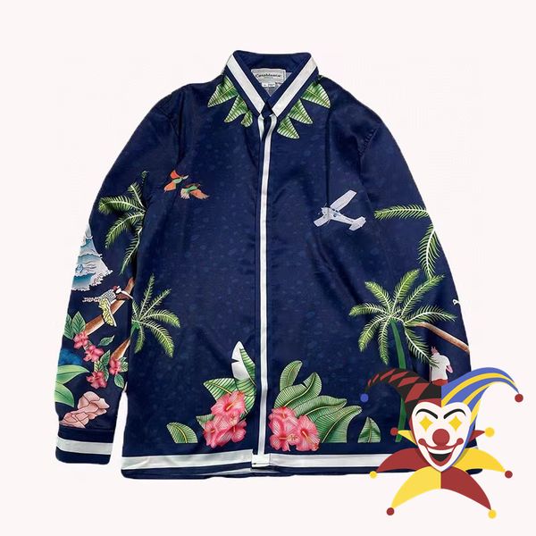 

men's casual shirts blue casablanca silk shirt men women digital printing hawaiian tees 230801, White;black