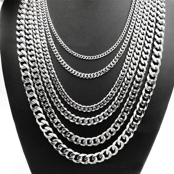 

Men Stainless Steel Silver Tone Chain Cuban Necklace Mens Miami Cuban Tight Curb Link Chain Titanium Necklaces Top Quality Classical Jewelry Gift 3mm 5mm 7mm 9mm