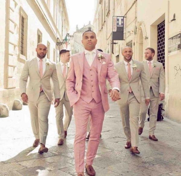 

pink tuxedos groom wedding mens suits tuxedo costumes de smoking pour hommes menjacketpantstievest 0061008980, Black;gray
