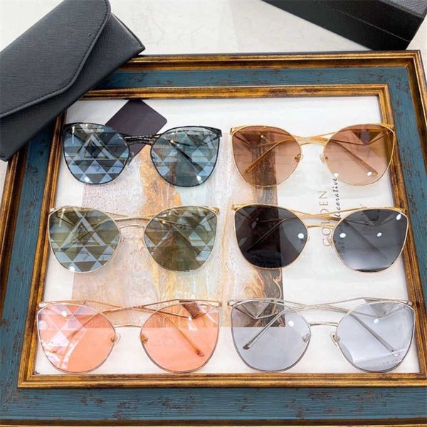 

2023 new luxury designer new irregular frame metal star net red same sunglasses spr50z, White;black