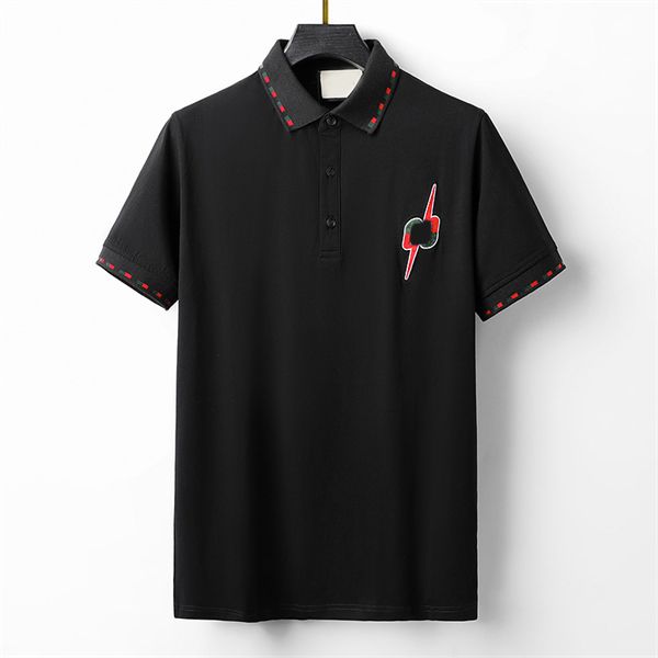 

mens polos luxury designer men polo neck short sleeve high street fashion letter printed embroidery t shirt cotton shirt 04, White;black