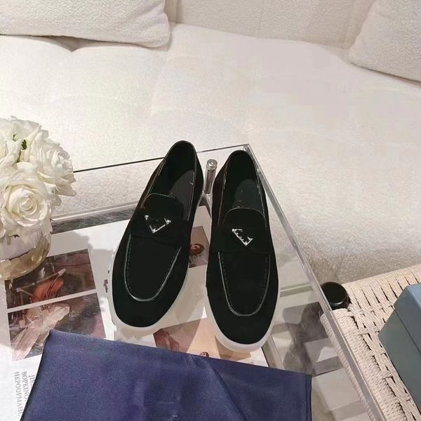 

dress shoes triangle buckle loafer embellished suede leather loafers half mules moccasin p casual slip on flats slides luxury designer sneak, Black