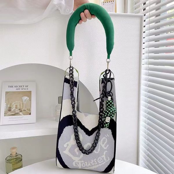 

the latest fashion knit bag color contrast super cute handbag shoulder bag crossbody bag 26*47
