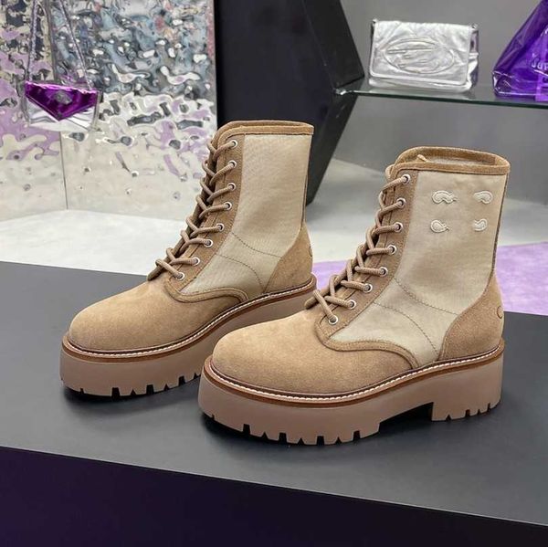 

women's patapans triomphe patch lace up boots bulky boot suede calfskin canvas combat booties in black shiny bull leather logo embossin